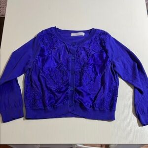 Cluny Blue Lace & Silk Front Cardigan- Size Medium